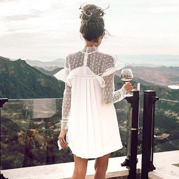 Self-Portrait Dresses & Skirts - SELF-PORTRAIT White Military Cape Lace Mini size 6